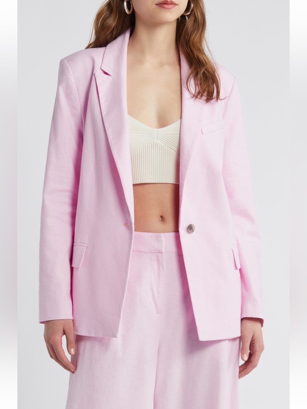 Open Edit Linen Blend Blazer one button
Pink Pirouette Small NWT